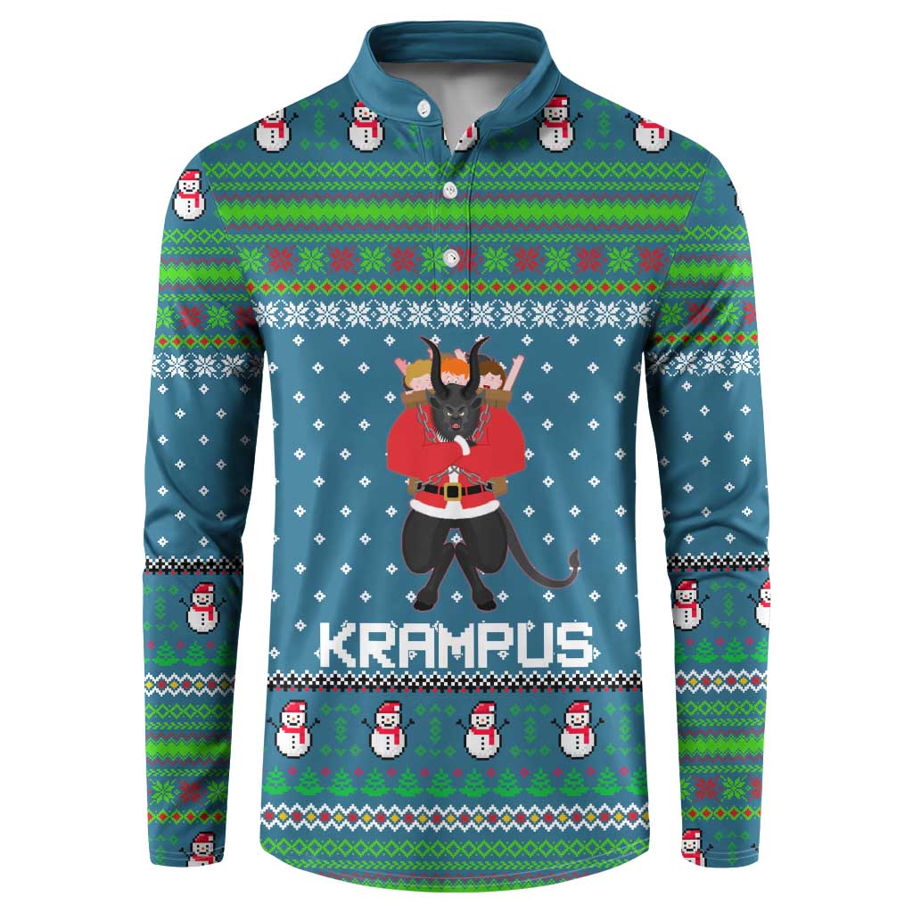 Merry Krampus Christmas Button Sweatshirt Xmas Holiday Patterns - Wonder Print Shop
