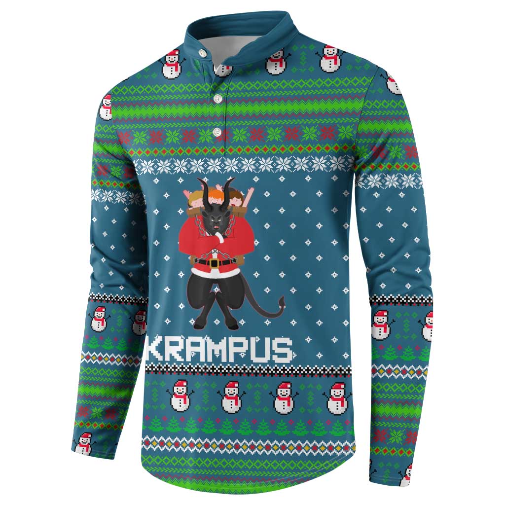 Merry Krampus Christmas Button Sweatshirt Xmas Holiday Patterns - Wonder Print Shop