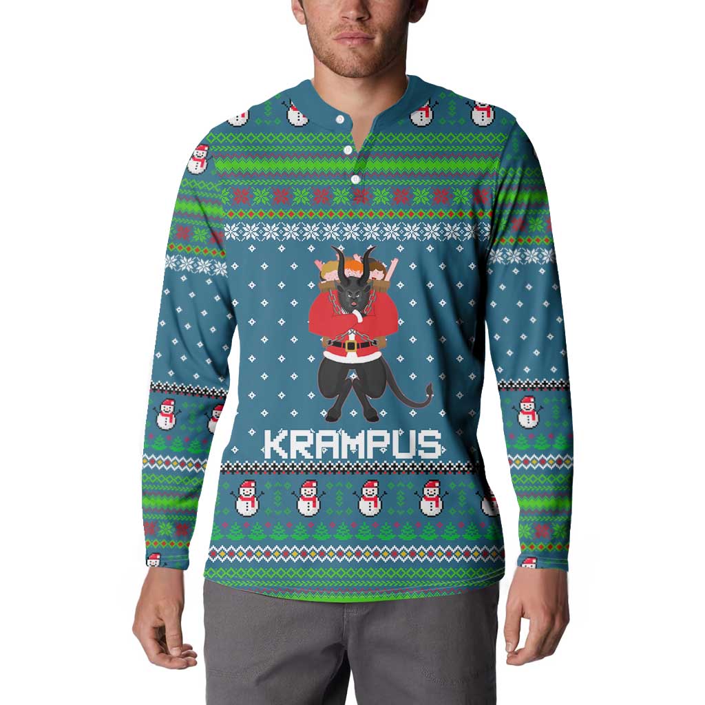 Merry Krampus Christmas Button Sweatshirt Xmas Holiday Patterns - Wonder Print Shop