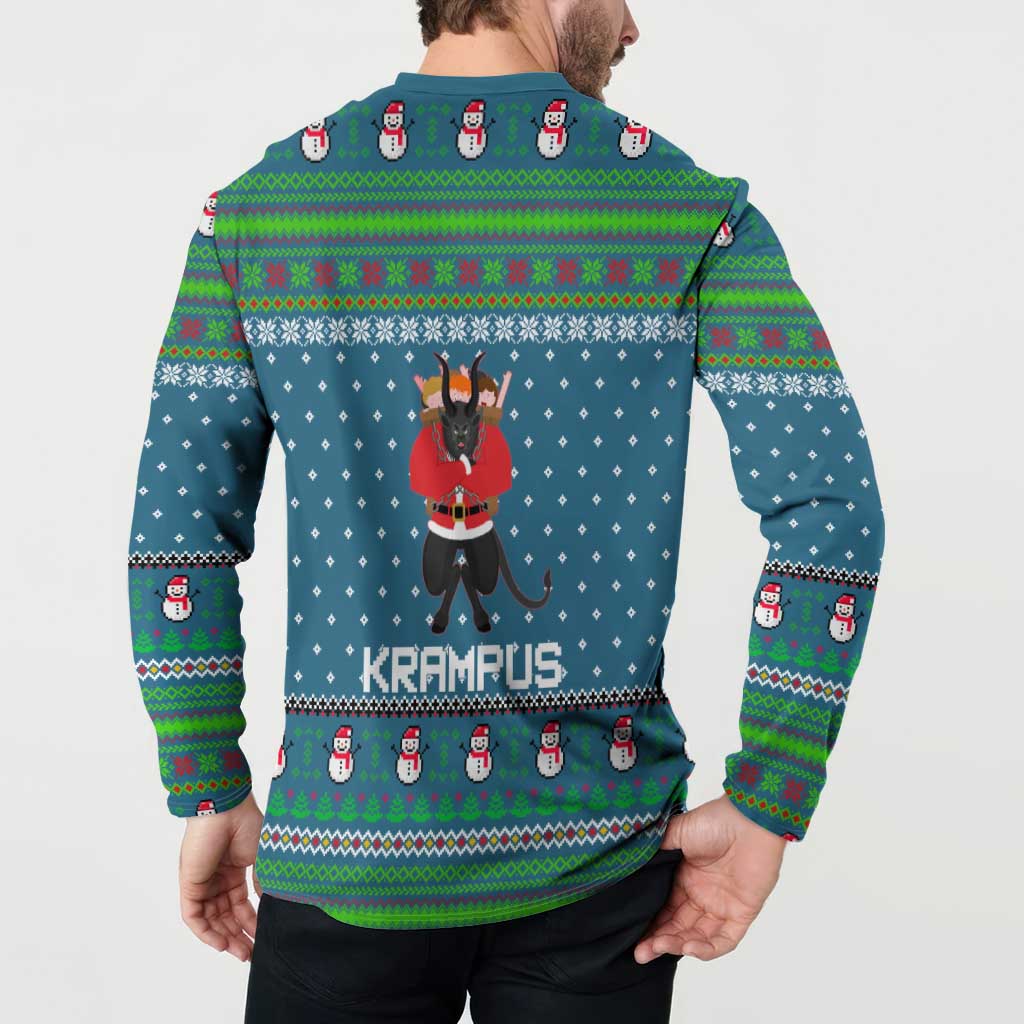 Merry Krampus Christmas Button Sweatshirt Xmas Holiday Patterns - Wonder Print Shop