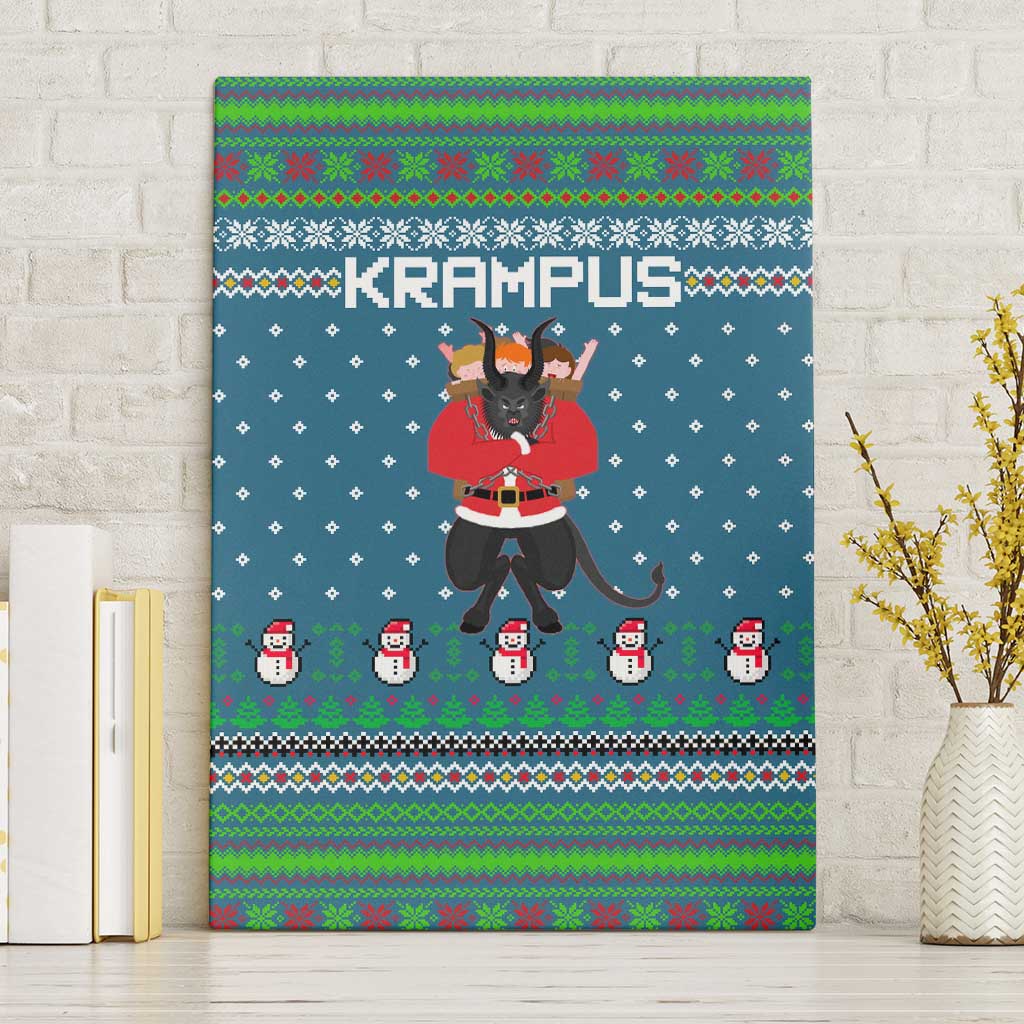Merry Krampus Christmas Canvas Wall Art Xmas Holiday Patterns - Wonder Print Shop