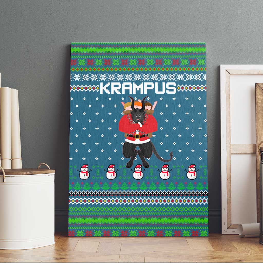 Merry Krampus Christmas Canvas Wall Art Xmas Holiday Patterns - Wonder Print Shop