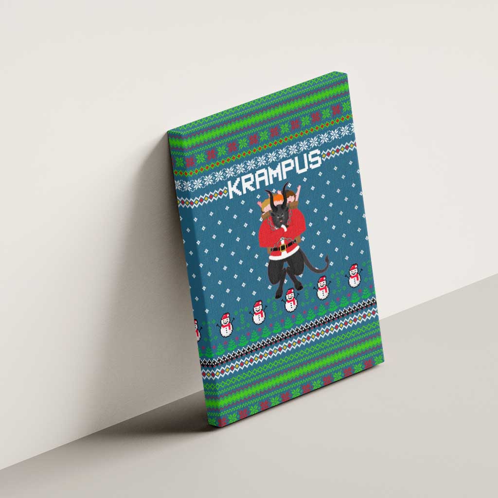 Merry Krampus Christmas Canvas Wall Art Xmas Holiday Patterns - Wonder Print Shop