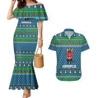 Merry Krampus Christmas Couples Matching Mermaid Dress and Hawaiian Shirt Xmas Holiday Patterns - Wonder Print Shop