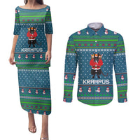 Merry Krampus Christmas Couples Matching Puletasi and Long Sleeve Button Shirt Xmas Holiday Patterns - Wonder Print Shop