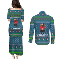 Merry Krampus Christmas Couples Matching Puletasi and Long Sleeve Button Shirt Xmas Holiday Patterns - Wonder Print Shop