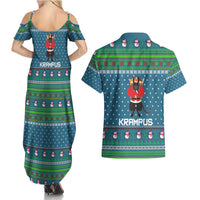Merry Krampus Christmas Couples Matching Summer Maxi Dress and Hawaiian Shirt Xmas Holiday Patterns - Wonder Print Shop