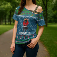 Merry Krampus Christmas Cross Shoulder Shirt Xmas Holiday Patterns - Wonder Print Shop