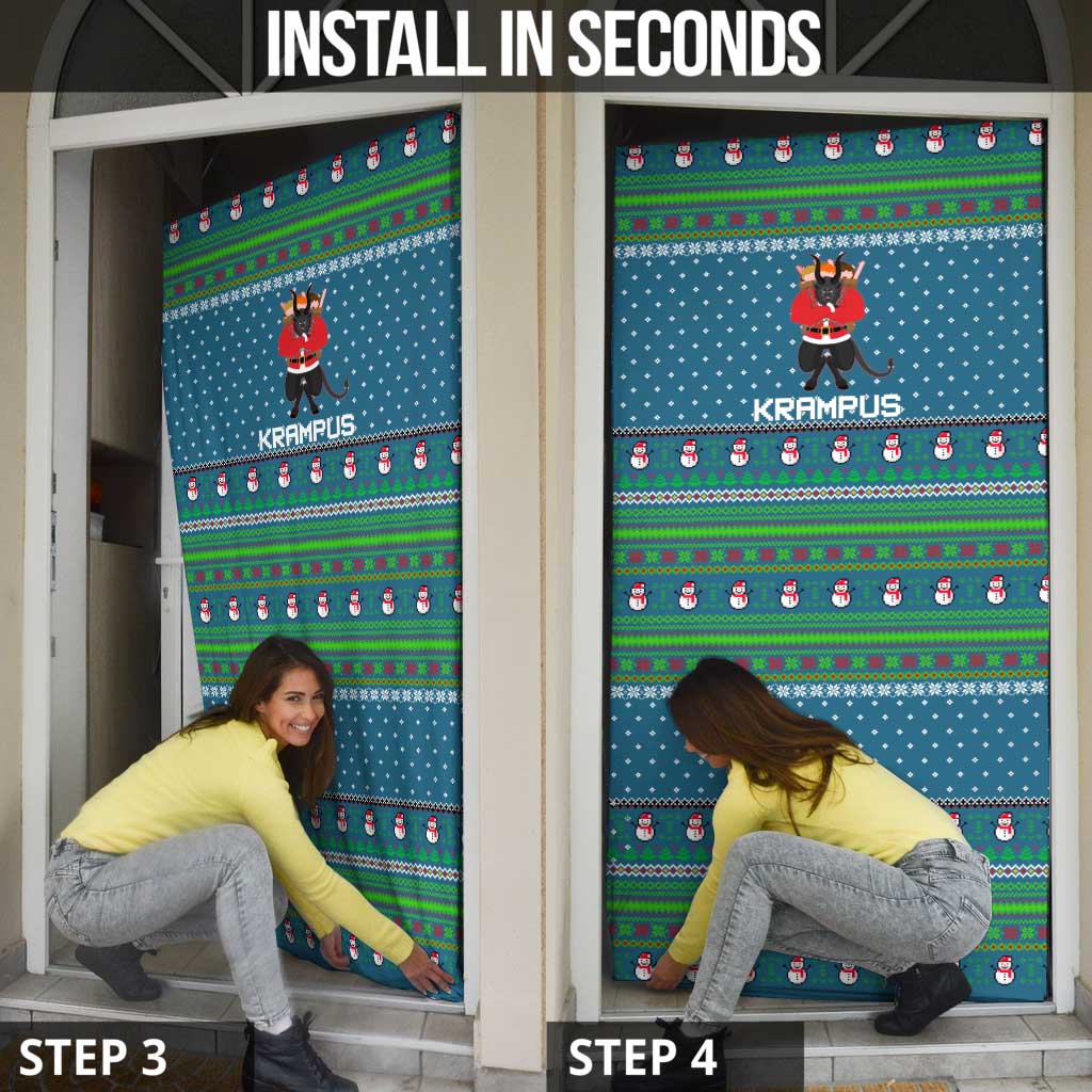 Merry Krampus Christmas Door Cover Xmas Holiday Patterns - Wonder Print Shop