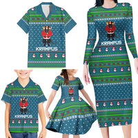Merry Krampus Christmas Family Matching Long Sleeve Bodycon Dress and Hawaiian Shirt Xmas Holiday Patterns - Wonder Print Shop