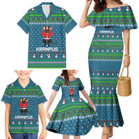 Merry Krampus Christmas Family Matching Mermaid Dress and Hawaiian Shirt Xmas Holiday Patterns - Wonder Print Shop