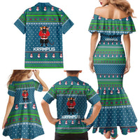 Merry Krampus Christmas Family Matching Mermaid Dress and Hawaiian Shirt Xmas Holiday Patterns - Wonder Print Shop