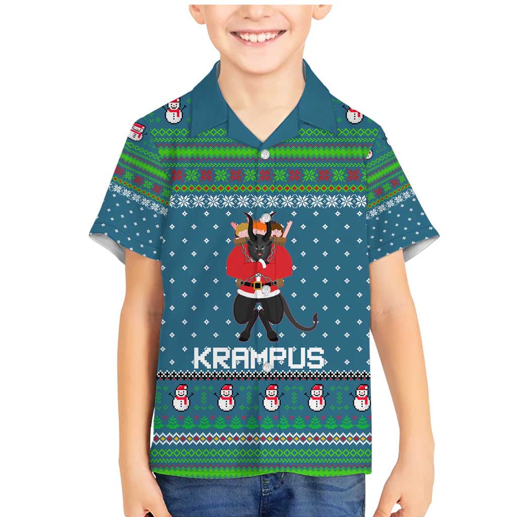 Merry Krampus Christmas Family Matching Mermaid Dress and Hawaiian Shirt Xmas Holiday Patterns - Wonder Print Shop