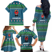 Merry Krampus Christmas Family Matching Off The Shoulder Long Sleeve Dress and Hawaiian Shirt Xmas Holiday Patterns - Wonder Print Shop
