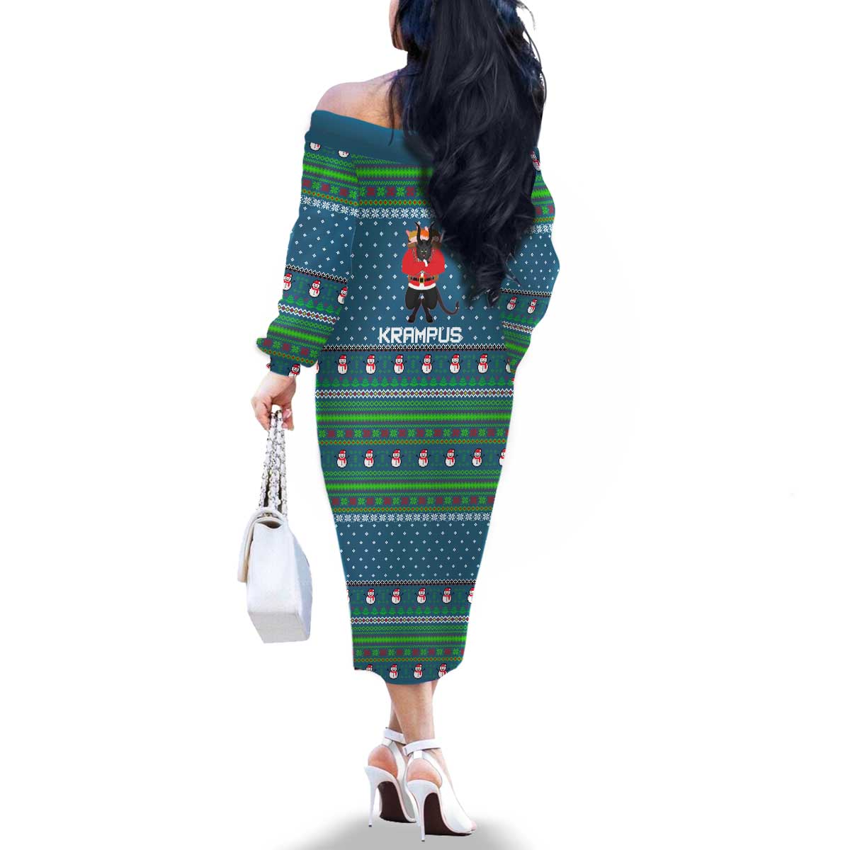Merry Krampus Christmas Family Matching Off The Shoulder Long Sleeve Dress and Hawaiian Shirt Xmas Holiday Patterns - Wonder Print Shop