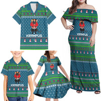 Merry Krampus Christmas Family Matching Off Shoulder Maxi Dress and Hawaiian Shirt Xmas Holiday Patterns - Wonder Print Shop