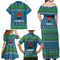 Merry Krampus Christmas Family Matching Off Shoulder Maxi Dress and Hawaiian Shirt Xmas Holiday Patterns - Wonder Print Shop