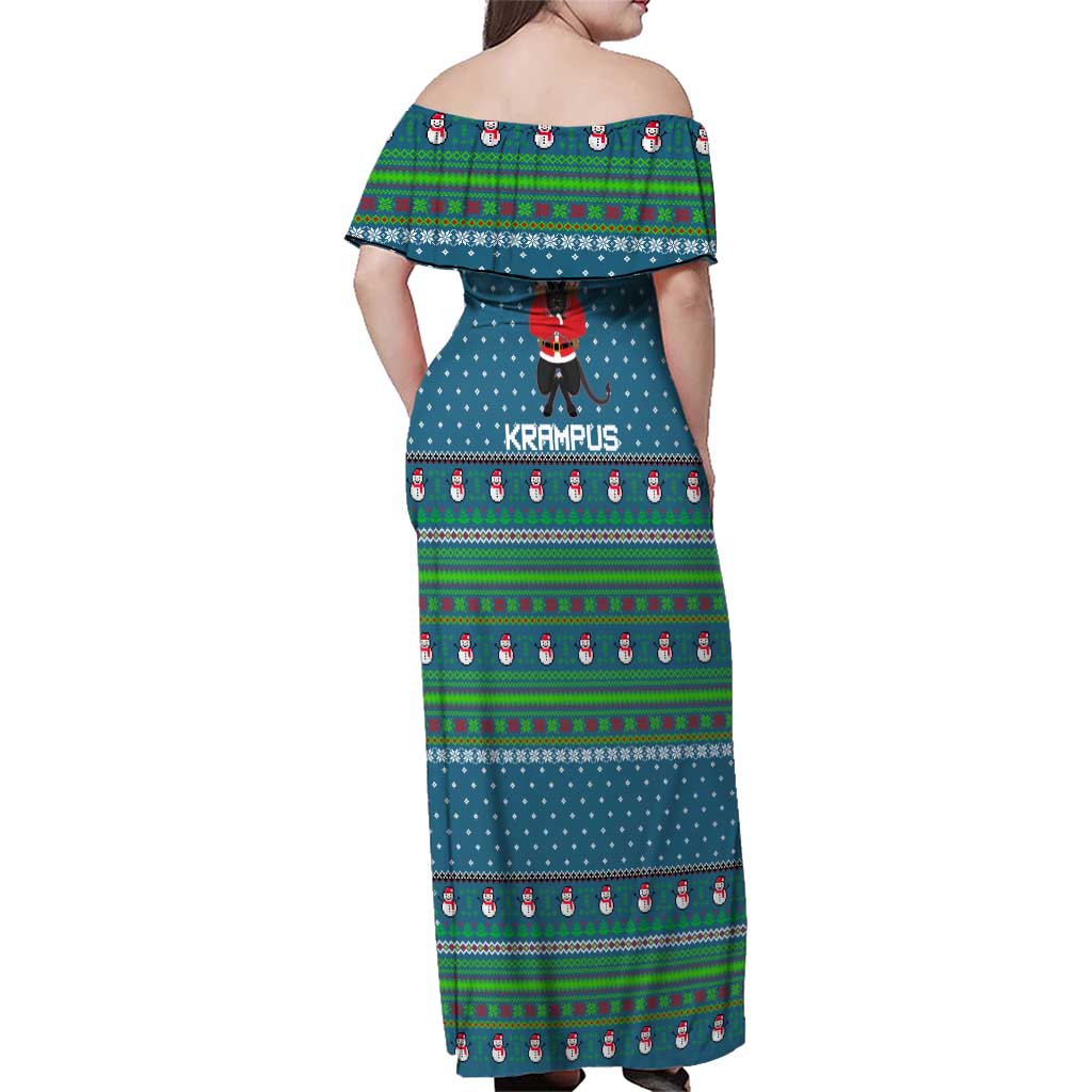 Merry Krampus Christmas Family Matching Off Shoulder Maxi Dress and Hawaiian Shirt Xmas Holiday Patterns - Wonder Print Shop