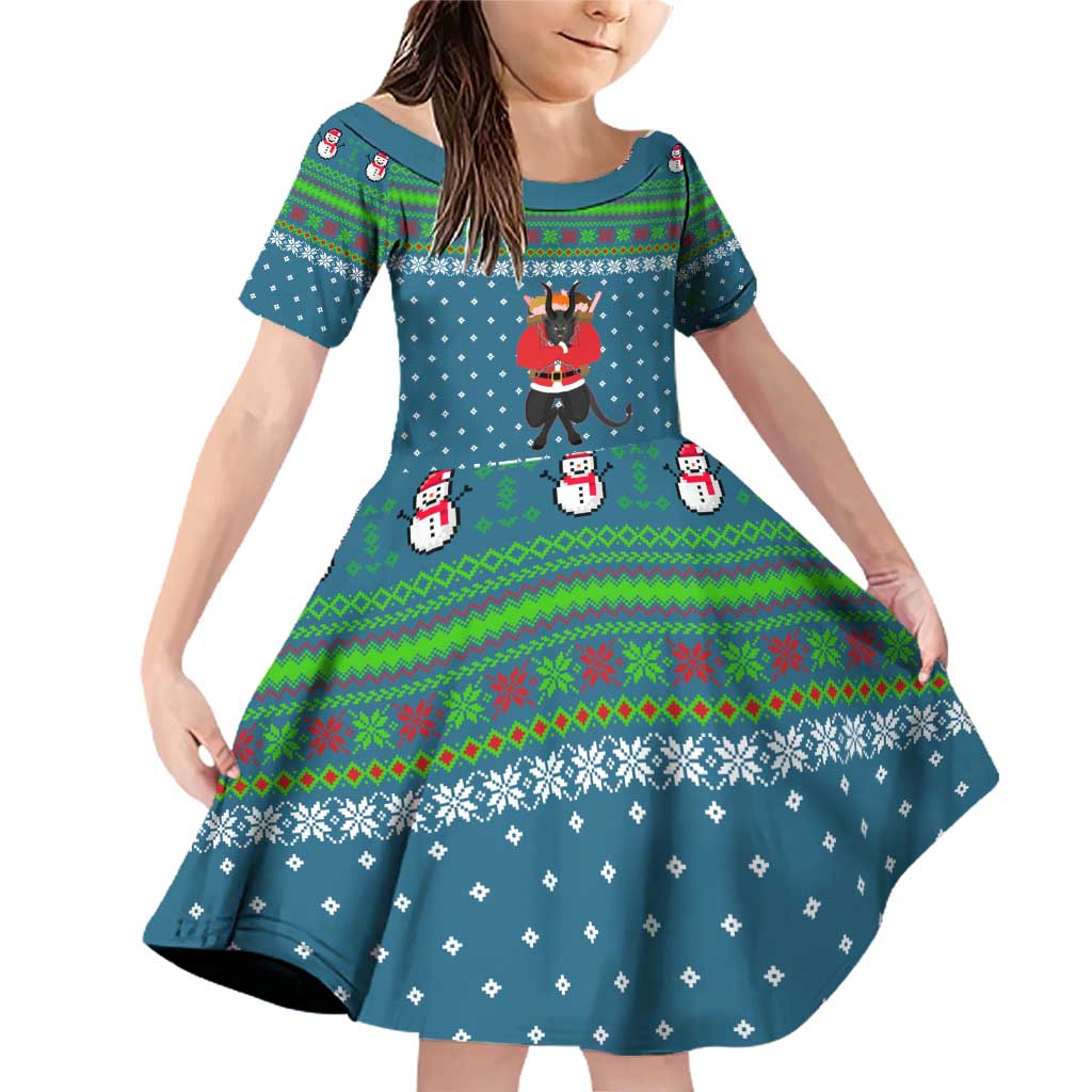 Merry Krampus Christmas Family Matching Off Shoulder Short Dress and Hawaiian Shirt Xmas Holiday Patterns - Wonder Print Shop