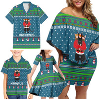 Merry Krampus Christmas Family Matching Off Shoulder Short Dress and Hawaiian Shirt Xmas Holiday Patterns - Wonder Print Shop