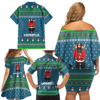 Merry Krampus Christmas Family Matching Off Shoulder Short Dress and Hawaiian Shirt Xmas Holiday Patterns - Wonder Print Shop
