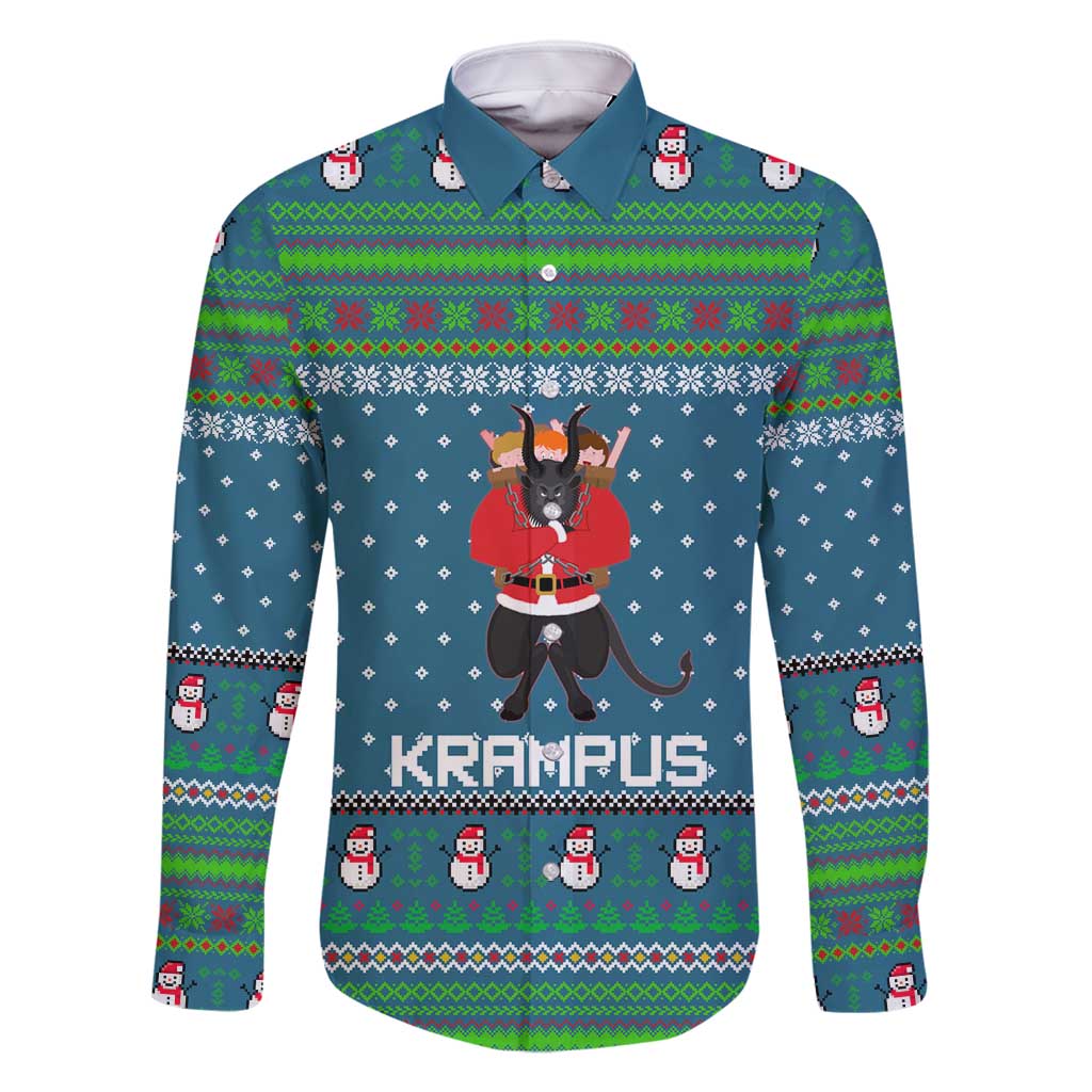 Merry Krampus Christmas Family Matching Off Shoulder Short Dress and Hawaiian Shirt Xmas Holiday Patterns - Wonder Print Shop