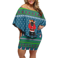 Merry Krampus Christmas Family Matching Off Shoulder Short Dress and Hawaiian Shirt Xmas Holiday Patterns - Wonder Print Shop