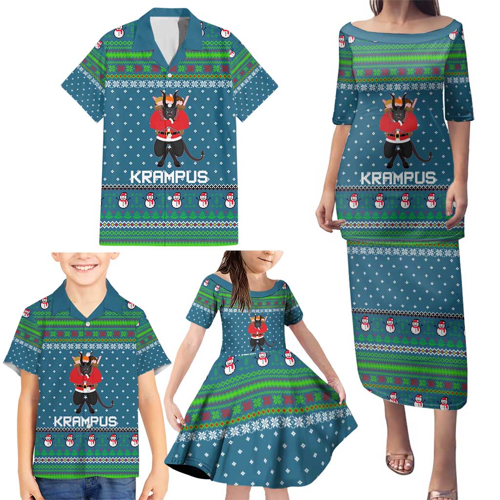 Merry Krampus Christmas Family Matching Puletasi and Hawaiian Shirt Xmas Holiday Patterns - Wonder Print Shop