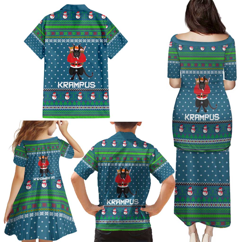 Merry Krampus Christmas Family Matching Puletasi and Hawaiian Shirt Xmas Holiday Patterns - Wonder Print Shop