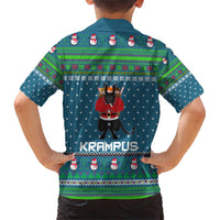 Merry Krampus Christmas Family Matching Short Sleeve Bodycon Dress and Hawaiian Shirt Xmas Holiday Patterns - Wonder Print Shop