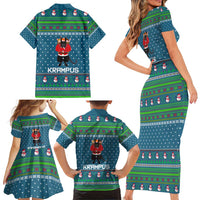 Merry Krampus Christmas Family Matching Short Sleeve Bodycon Dress and Hawaiian Shirt Xmas Holiday Patterns - Wonder Print Shop