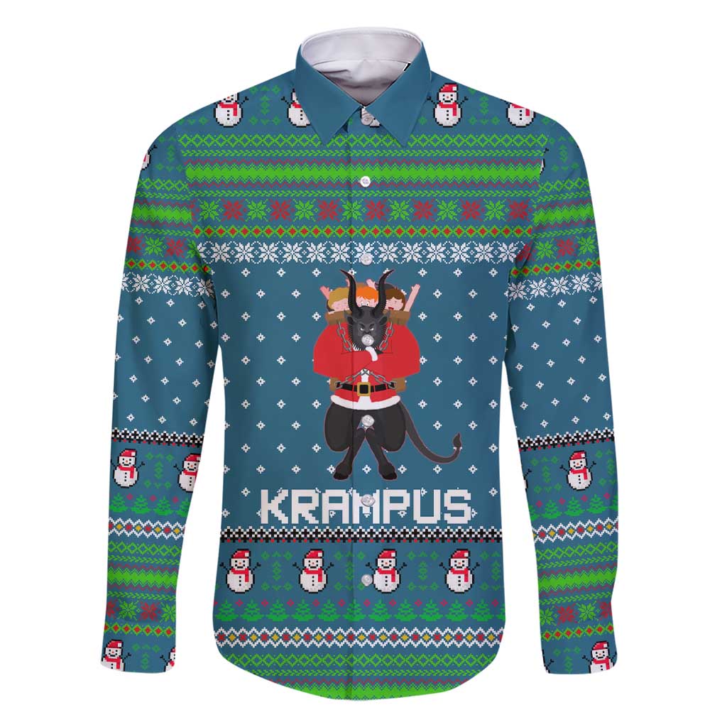 Merry Krampus Christmas Family Matching Short Sleeve Bodycon Dress and Hawaiian Shirt Xmas Holiday Patterns - Wonder Print Shop