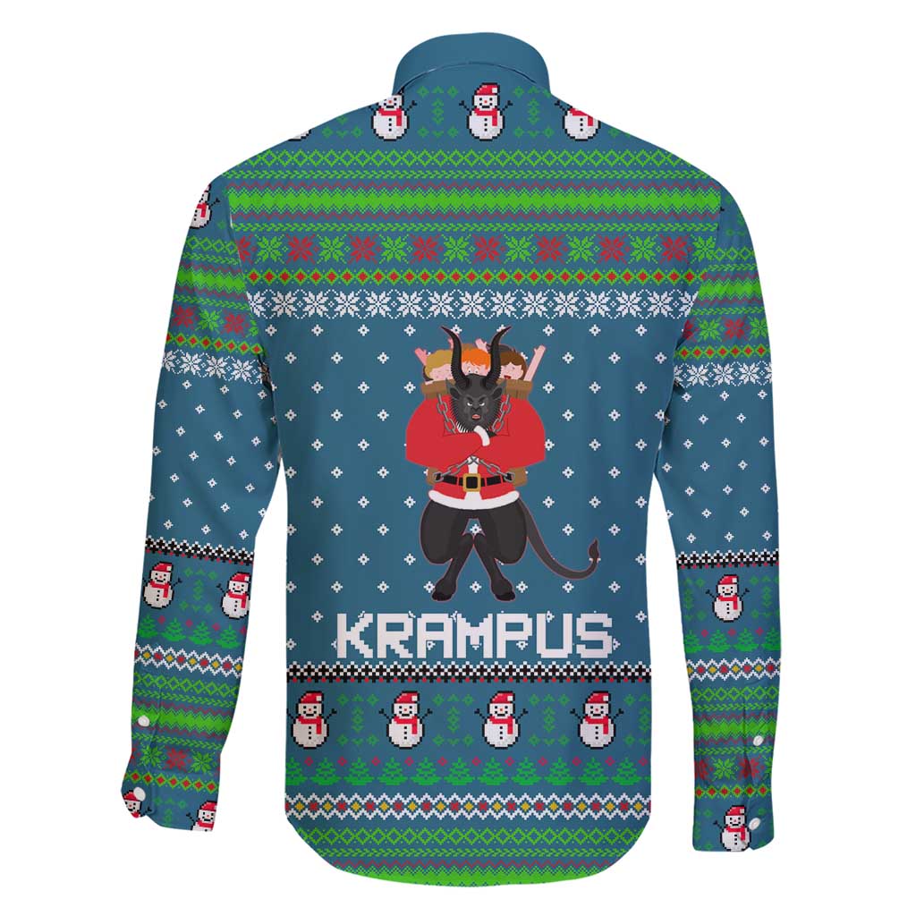 Merry Krampus Christmas Family Matching Short Sleeve Bodycon Dress and Hawaiian Shirt Xmas Holiday Patterns - Wonder Print Shop