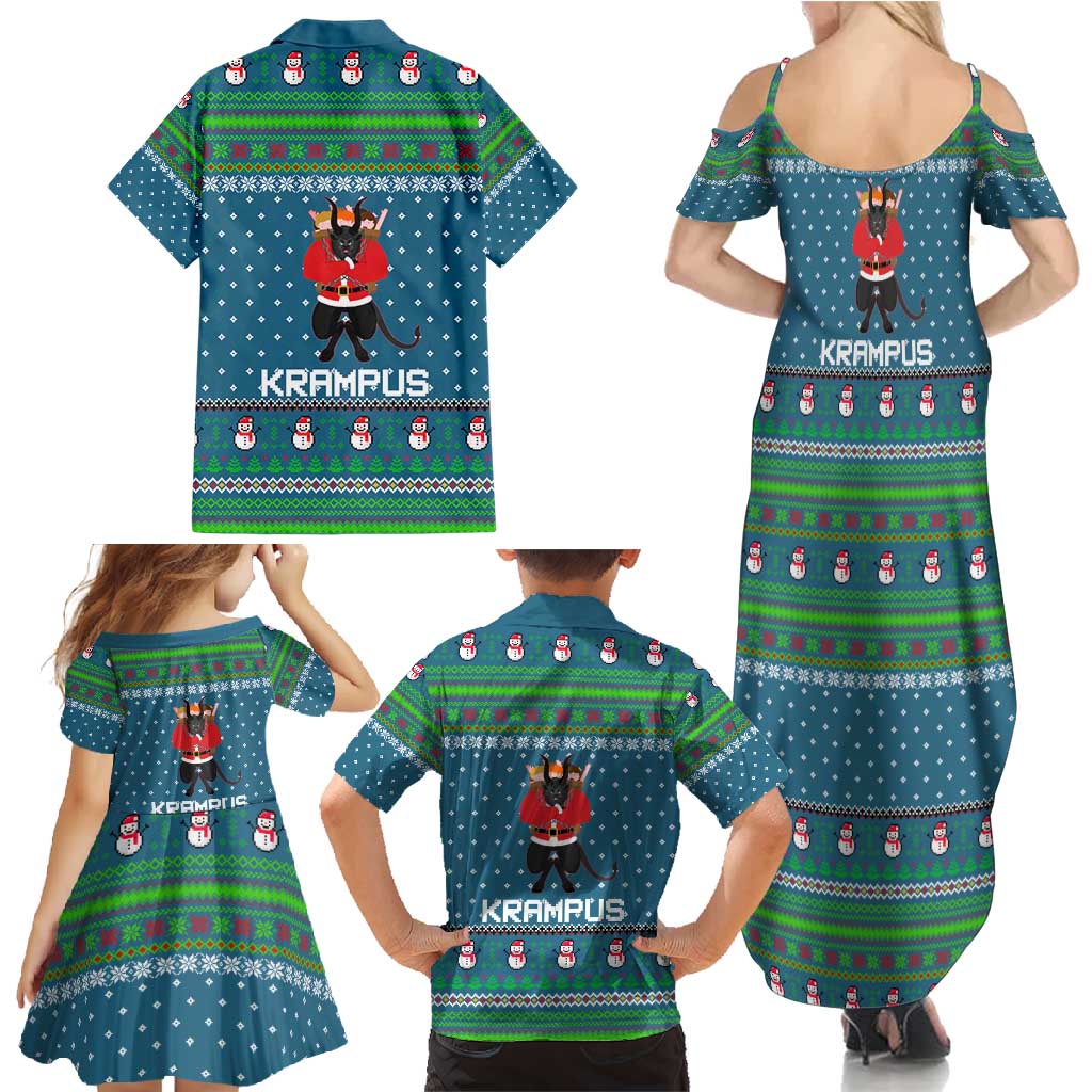 Merry Krampus Christmas Family Matching Summer Maxi Dress and Hawaiian Shirt Xmas Holiday Patterns - Wonder Print Shop