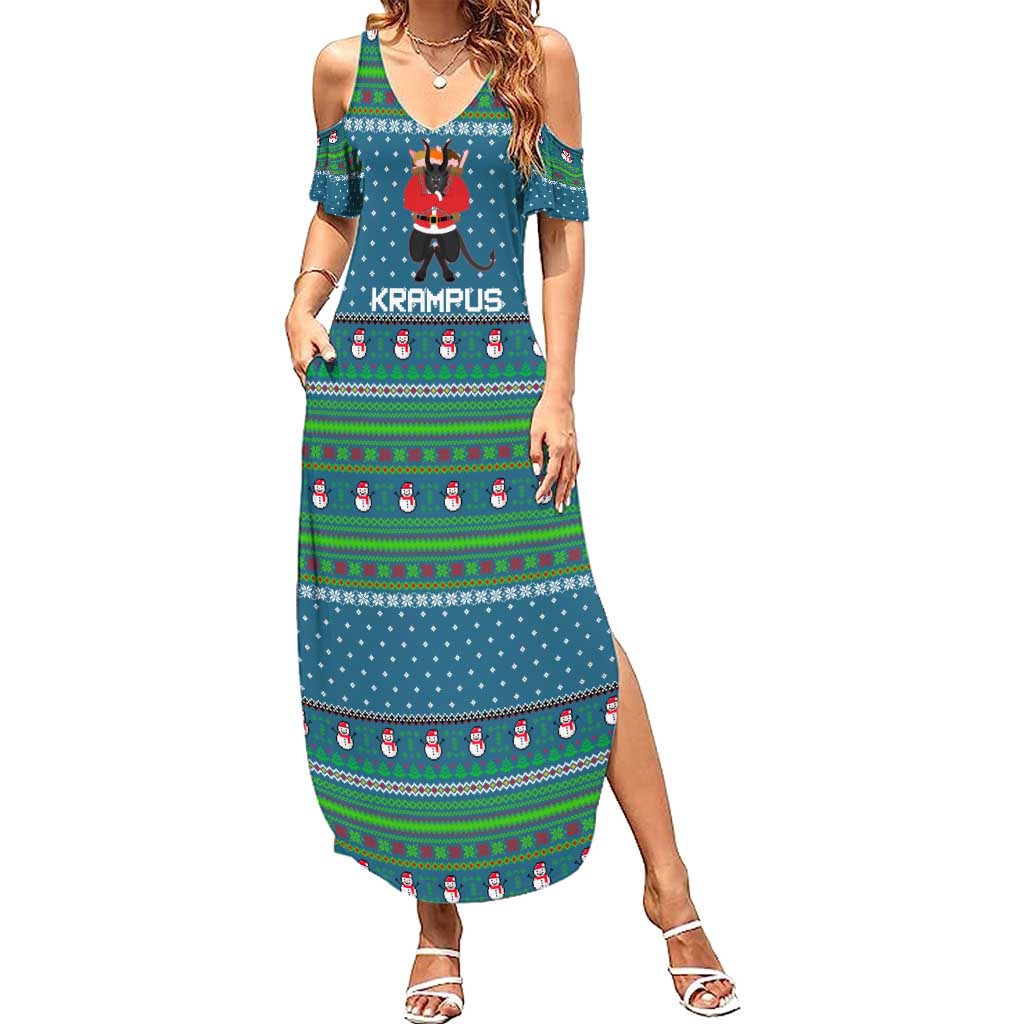 Merry Krampus Christmas Family Matching Summer Maxi Dress and Hawaiian Shirt Xmas Holiday Patterns - Wonder Print Shop