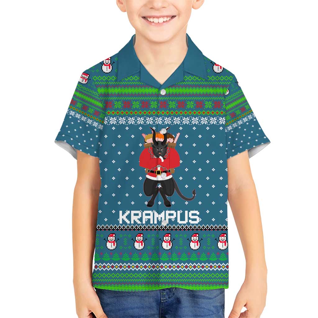 Merry Krampus Christmas Family Matching Summer Maxi Dress and Hawaiian Shirt Xmas Holiday Patterns - Wonder Print Shop