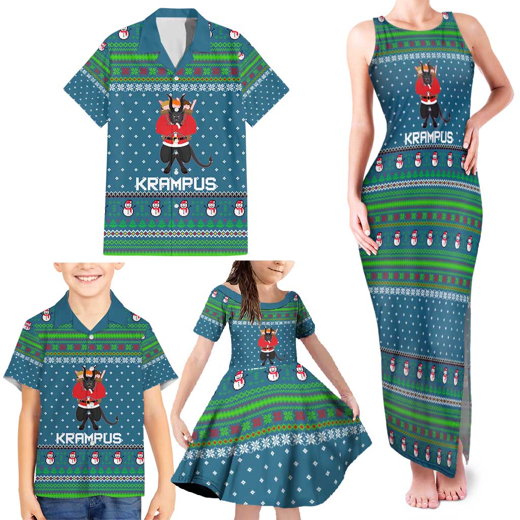 Merry Krampus Christmas Family Matching Tank Maxi Dress and Hawaiian Shirt Xmas Holiday Patterns - Wonder Print Shop
