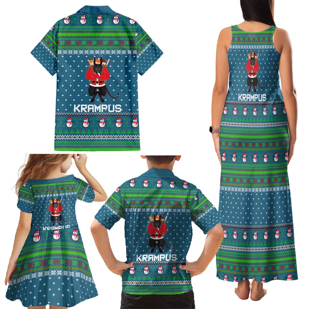 Merry Krampus Christmas Family Matching Tank Maxi Dress and Hawaiian Shirt Xmas Holiday Patterns - Wonder Print Shop