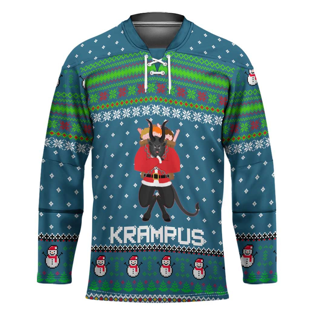 Merry Krampus Christmas Hockey Jersey Xmas Holiday Patterns - Wonder Print Shop