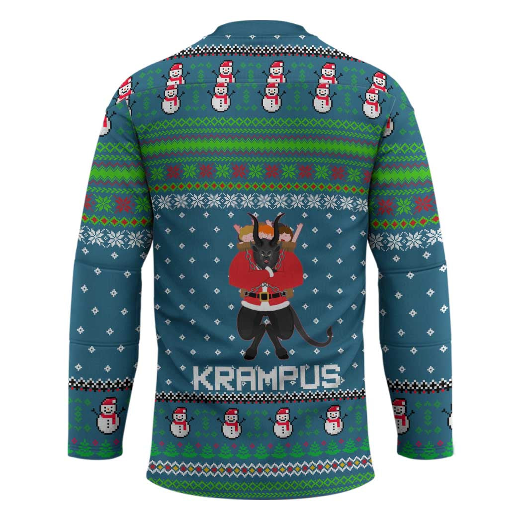 Merry Krampus Christmas Hockey Jersey Xmas Holiday Patterns - Wonder Print Shop