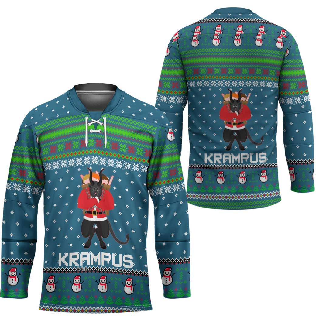 Merry Krampus Christmas Hockey Jersey Xmas Holiday Patterns - Wonder Print Shop