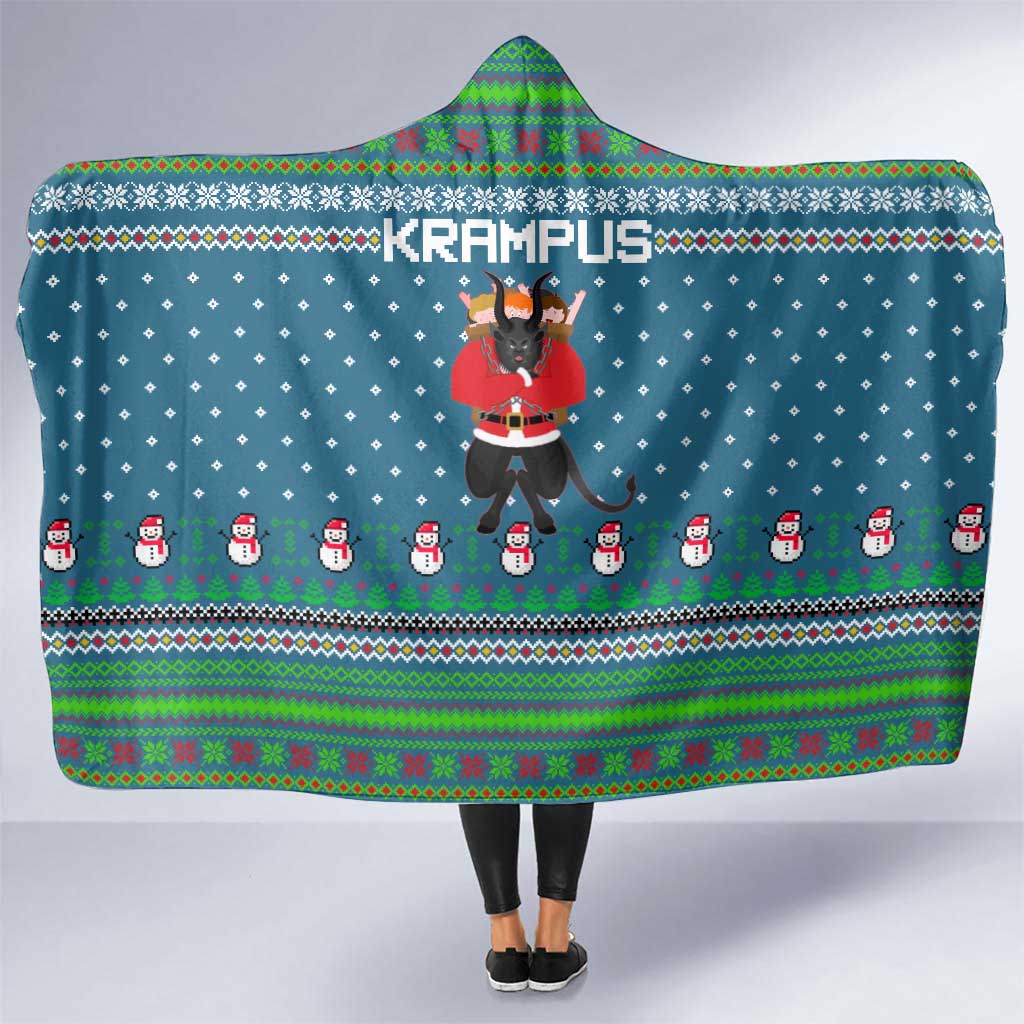 Merry Krampus Christmas Hooded Blanket Xmas Holiday Patterns - Wonder Print Shop