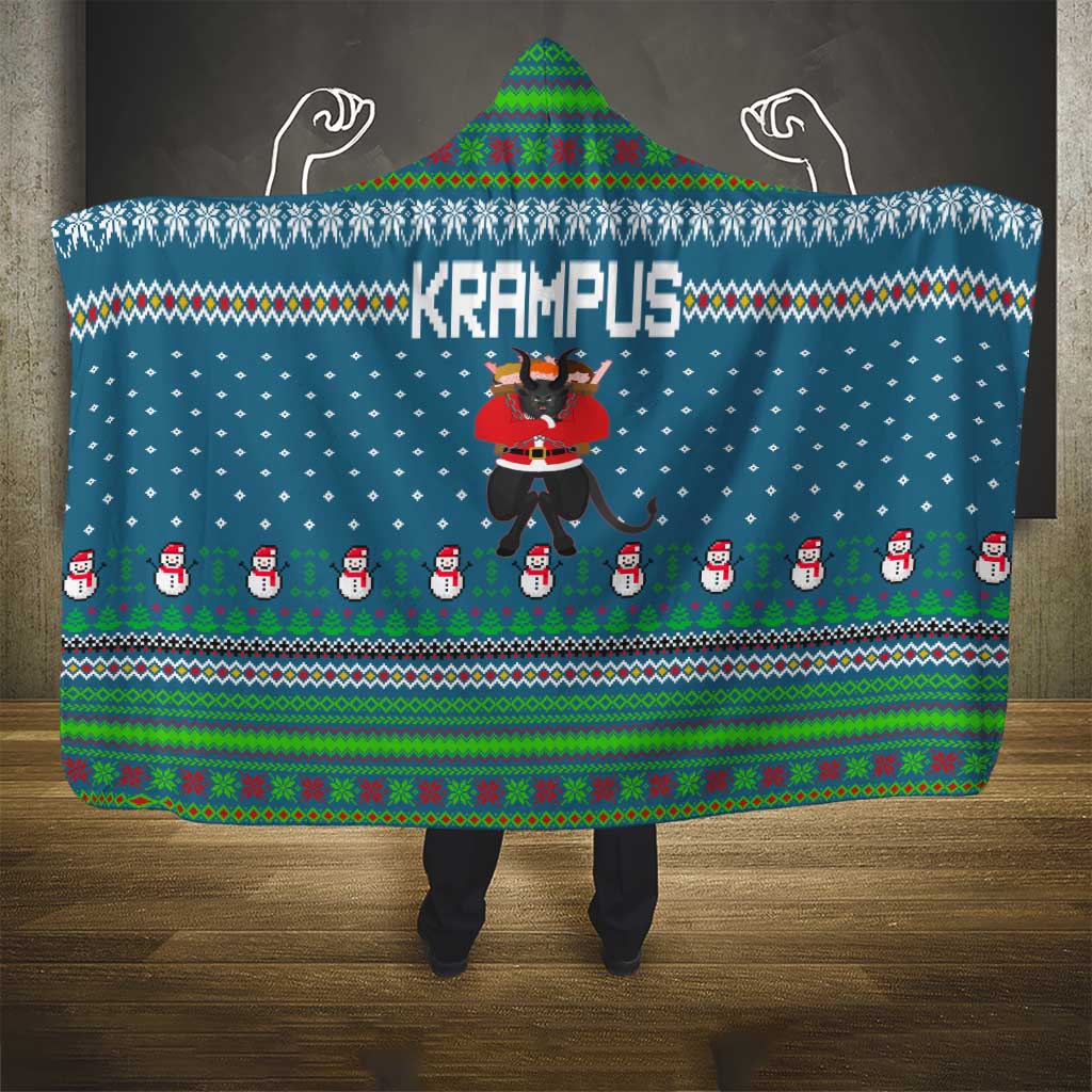Merry Krampus Christmas Hooded Blanket Xmas Holiday Patterns - Wonder Print Shop