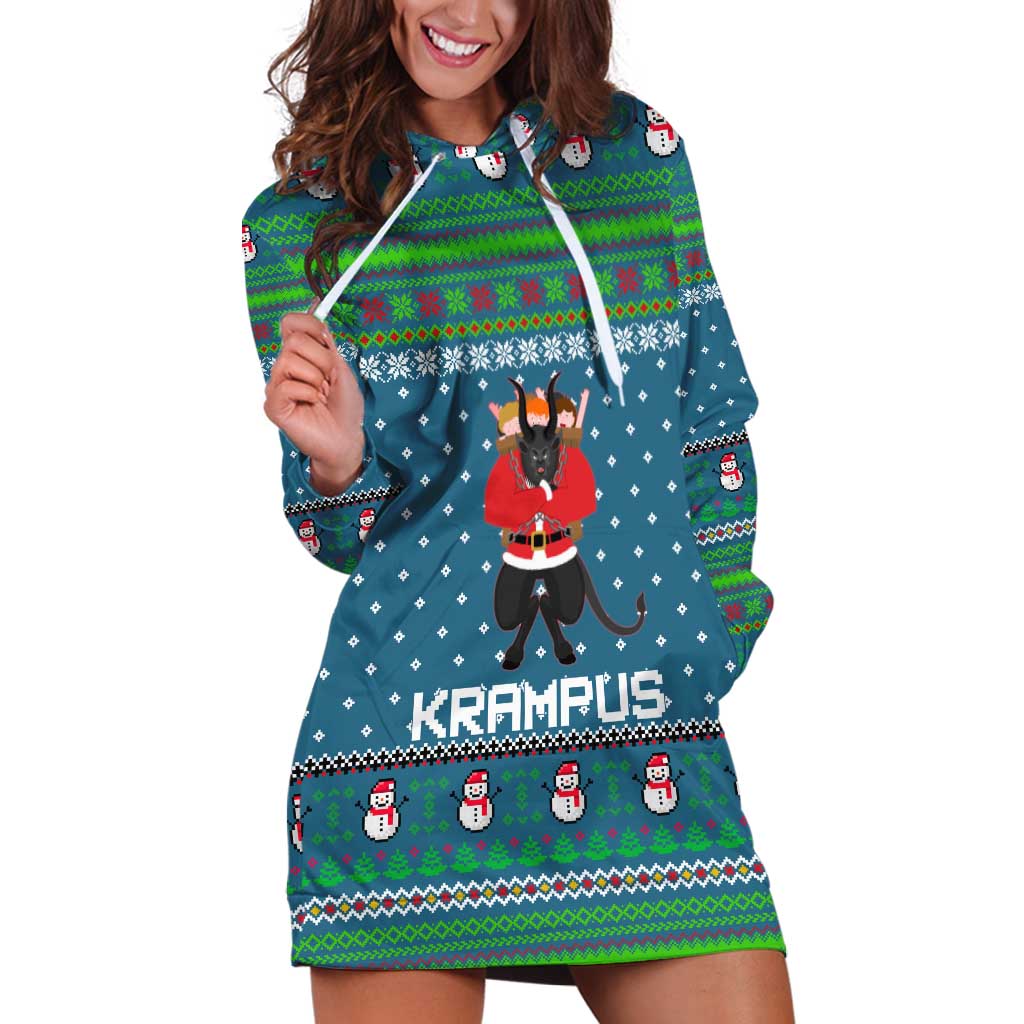 Merry Krampus Christmas Hoodie Dress Xmas Holiday Patterns - Wonder Print Shop