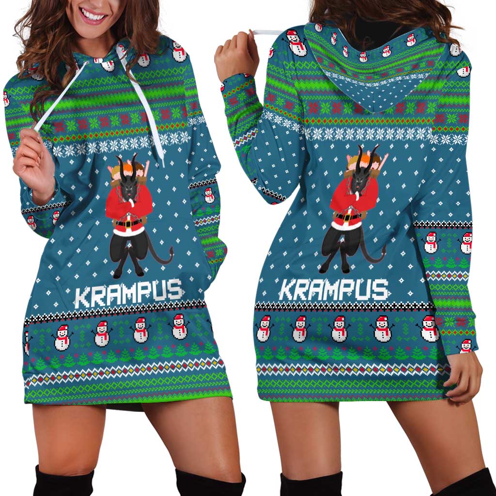 Merry Krampus Christmas Hoodie Dress Xmas Holiday Patterns - Wonder Print Shop