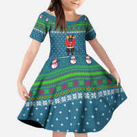 Merry Krampus Christmas Kid Short Sleeve Dress Xmas Holiday Patterns - Wonder Print Shop