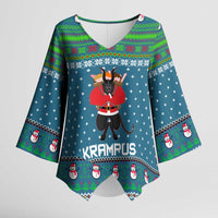 Merry Krampus Christmas Kimono Sleeve Blouse Xmas Holiday Patterns - Wonder Print Shop