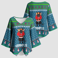 Merry Krampus Christmas Kimono Sleeve Blouse Xmas Holiday Patterns - Wonder Print Shop