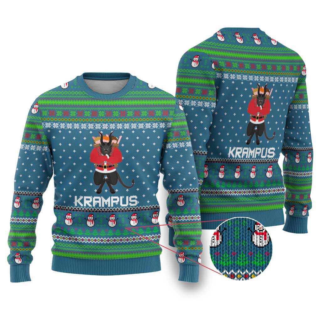 Merry Krampus Christmas Ugly Christmas Sweater Xmas Holiday Patterns - Wonder Print Shop