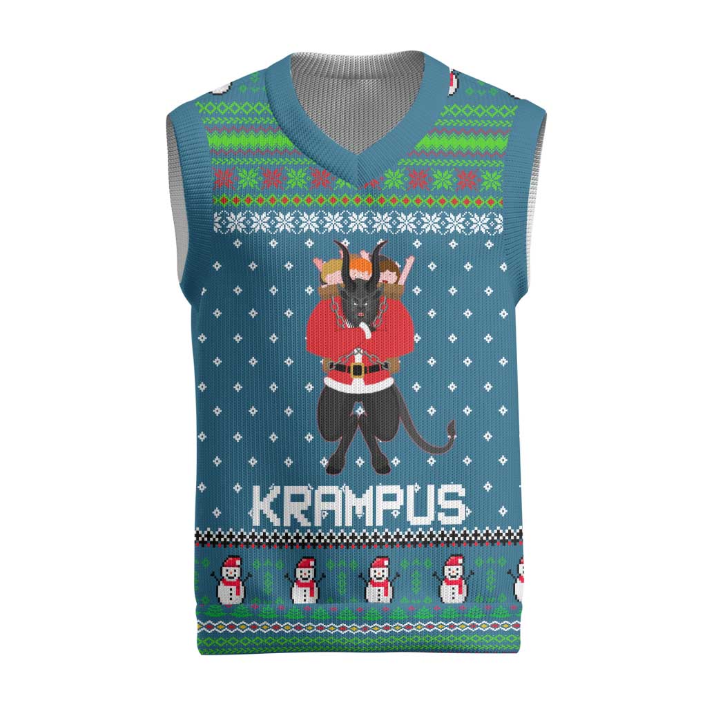 Merry Krampus Christmas Knitted V-Neck Vest Xmas Holiday Patterns - Wonder Print Shop